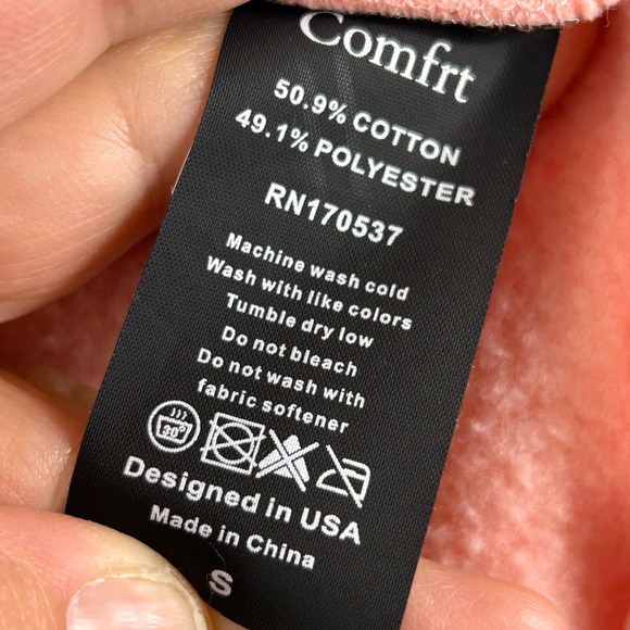 Comfrt Pastel Zip Hoodie in a soft peach shade Women's - Picture 7 of 8